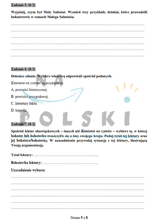 Kamienie Na Szaniec Pytania Do Sprawdzianu www.napolski.edu.pl